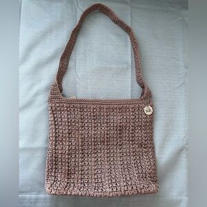 The Sak Taupe Crochet Shoulder Bag